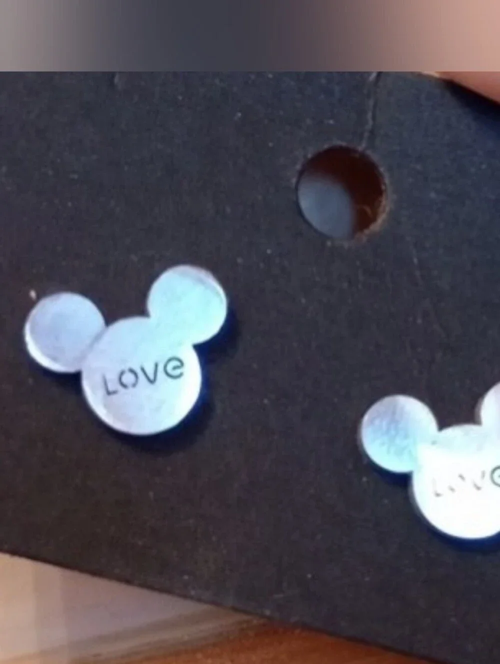 $10 Each Or Bundle 4/$25 Mickey Ear Inspired 'Love' Silver Stud Earrings